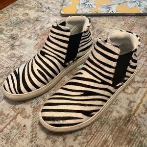 High top zebra print sneakers